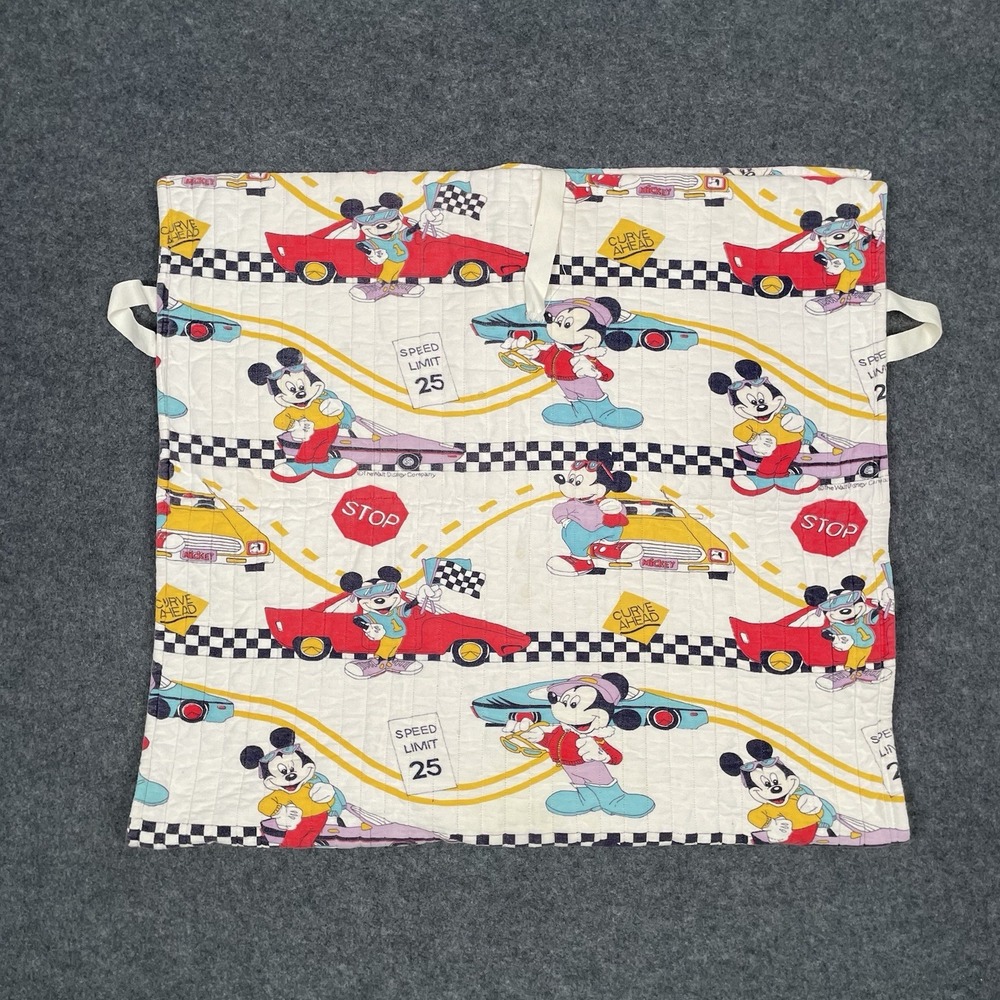 Vintage Disney Mickey Mouse Racer Racing Car Theme Kids Baby Blanket Throw 54X29